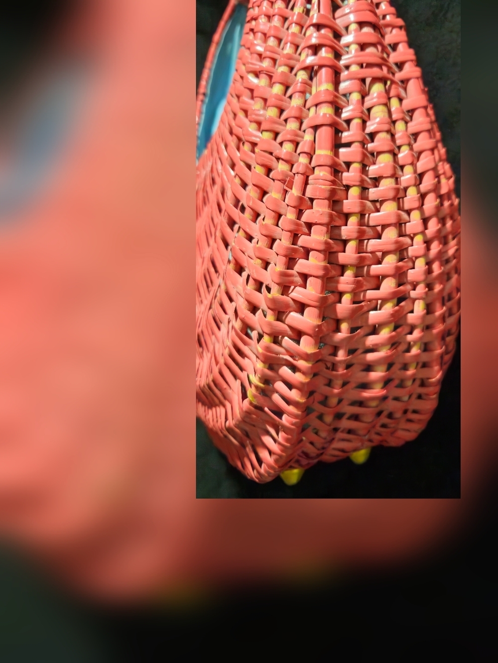 Koret Vintage 1950 Pink Woven Rattan Statement Purse-Kisslock Multi-Color Accent - Picture 11 of 11